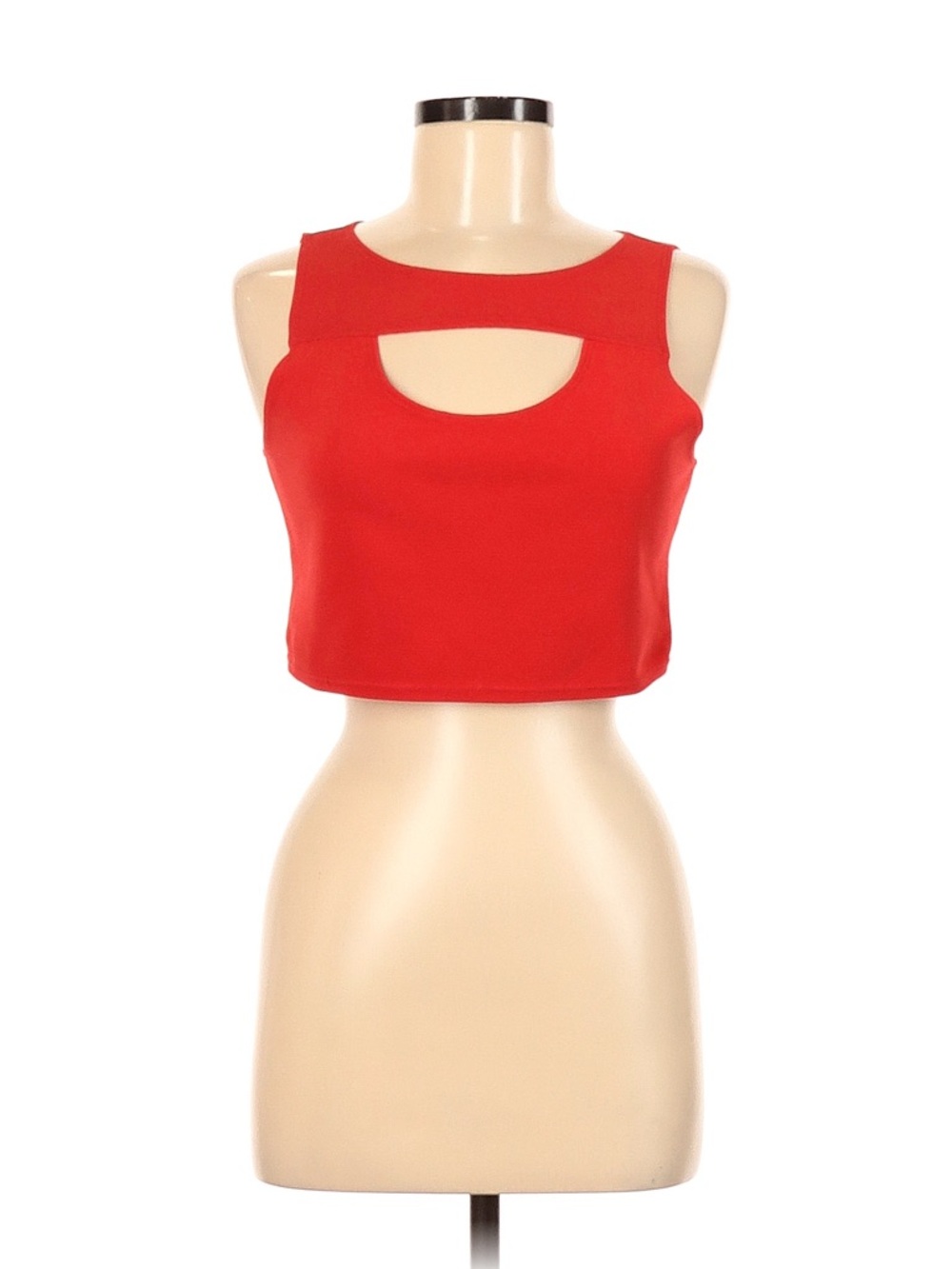 Red Cutout Crop Tank Top